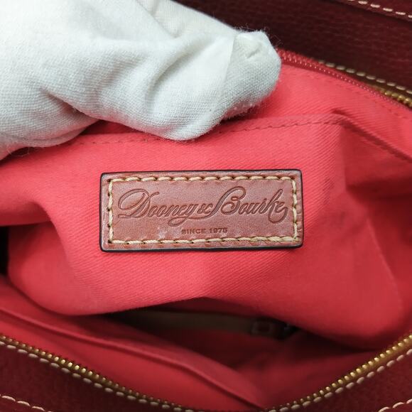 Dooney & Bourke Red Pebbled Leather Double Handles Zipper Tote Bag - Picture 11 of 16